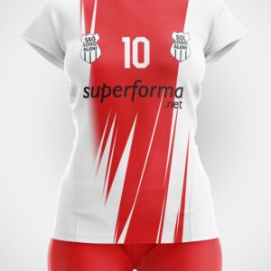 Kırmızı Beyaz Asimetrik Voleybol Forması