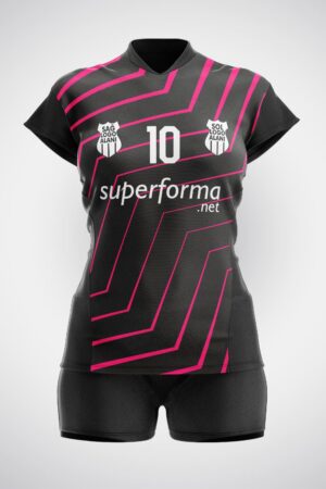 Siyah Pembe Çizgili Voleybol Forması