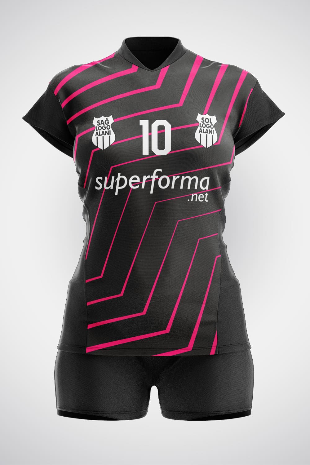 Siyah Pembe Çizgili Voleybol Forması