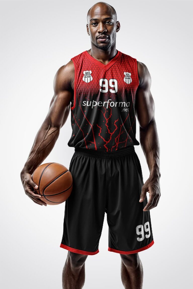 Siyah Kırmızı Line Basketbol Forma
