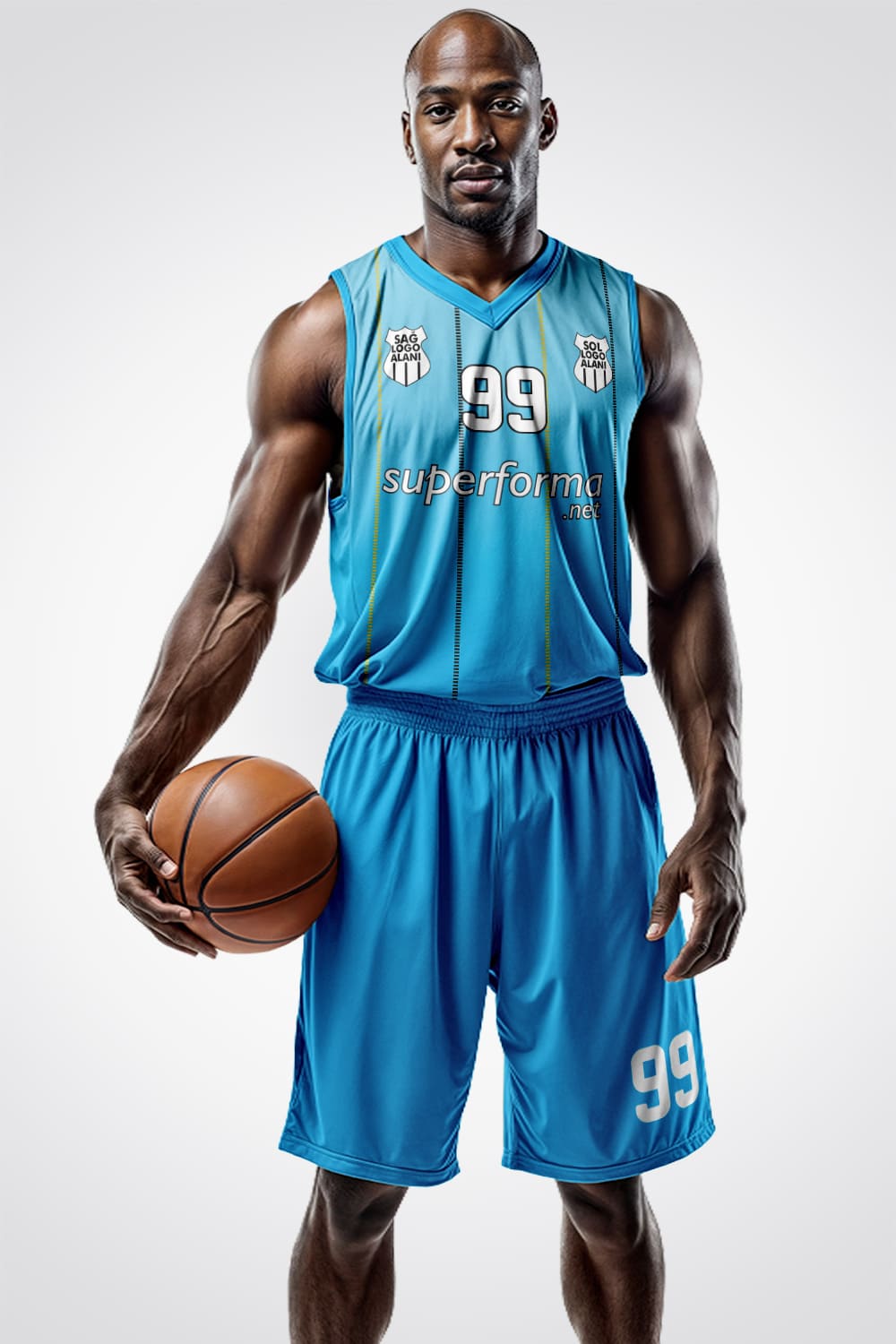 Turkuaz Beyaz Şeritli Basketbol Forma Turkuaz Beyaz Şeritli Basketbol Forma