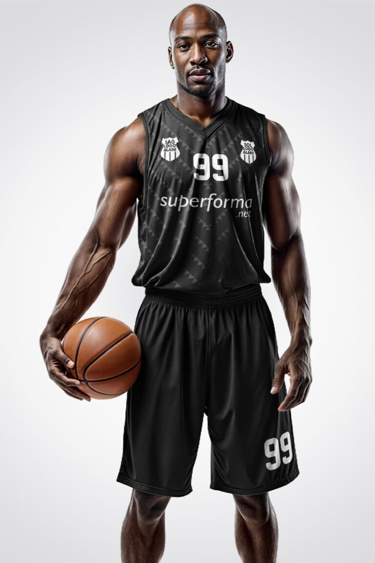 Siyah Gri Üçgen Basketbol Forma