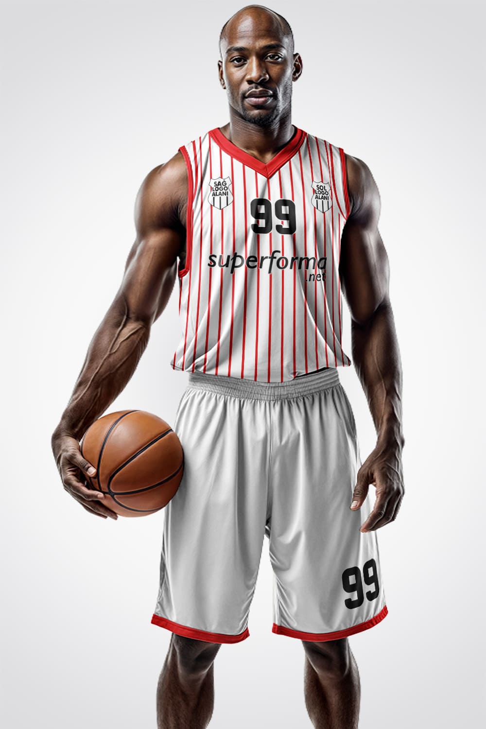 Beyaz Kırmızı Şeritli Basketbol Forma Beyaz Kırmızı Şeritli Basketbol Forma