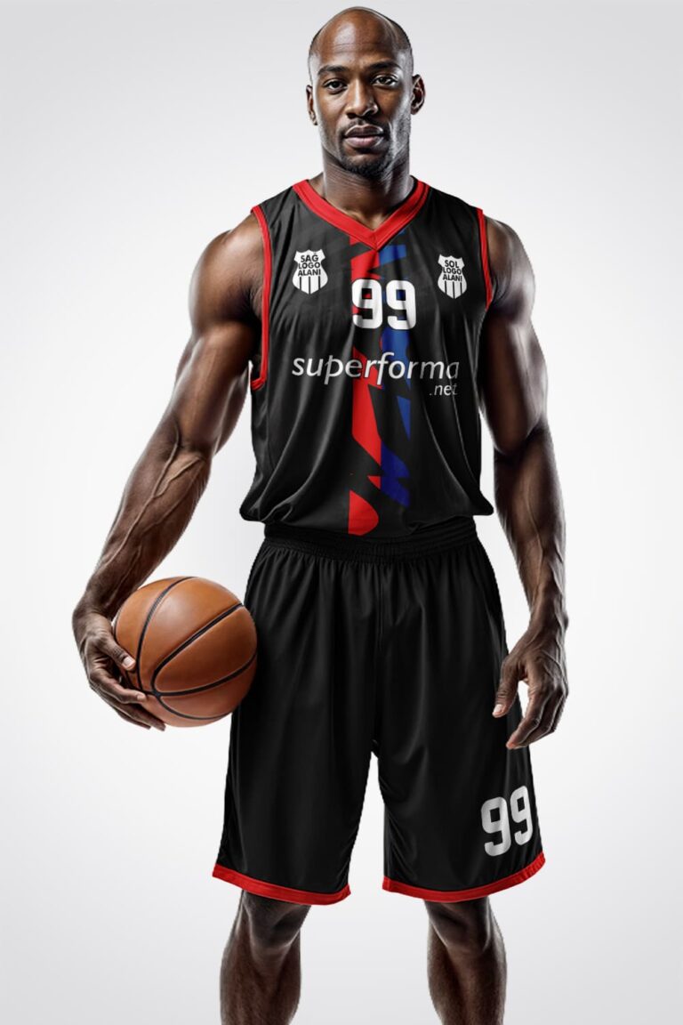 Mavi Kırmızı Siyah Basketbol Forma