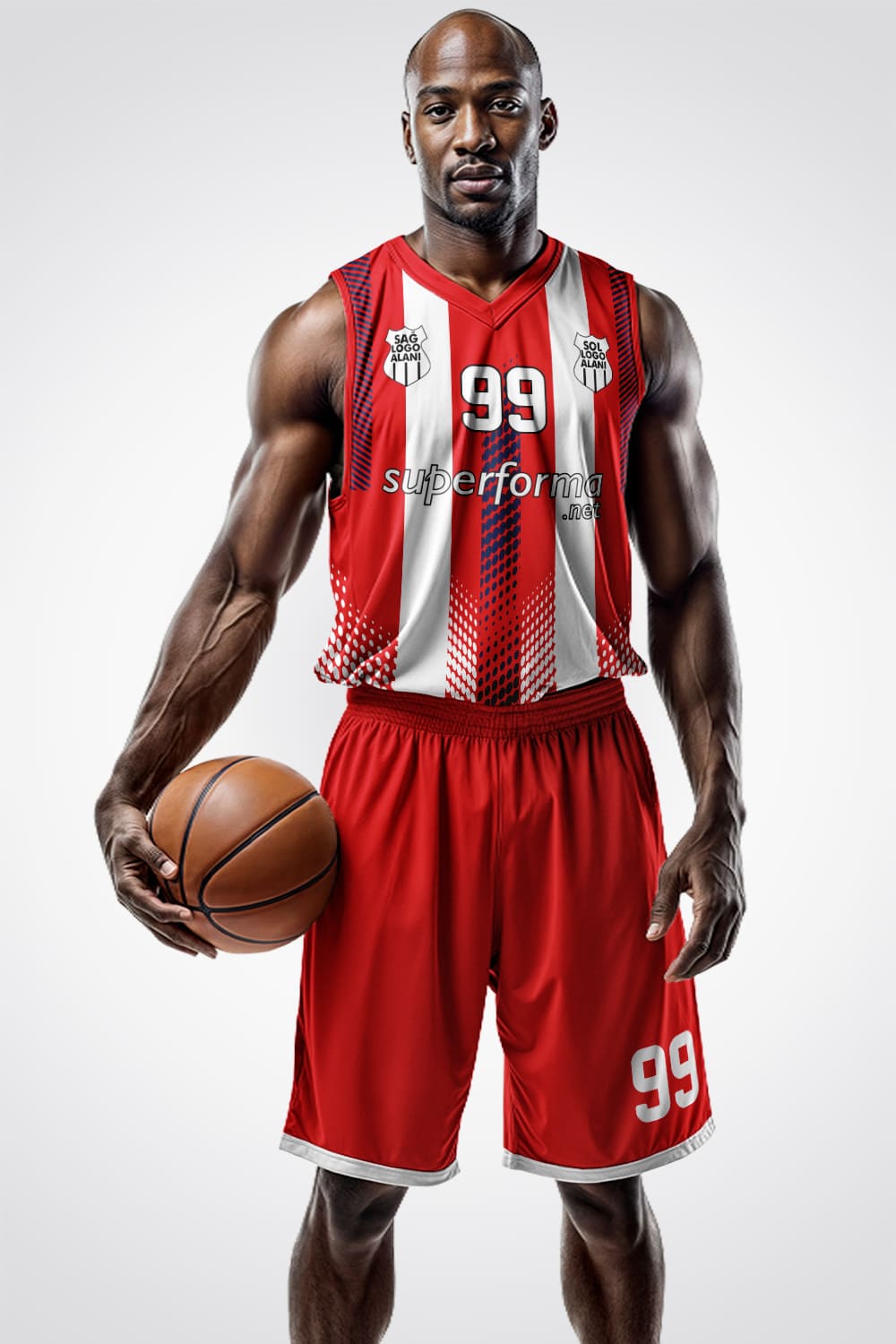 Kırmızı Beyaz Şeritli Basketbol Forma Kırmızı Beyaz Şeritli Basketbol Forma