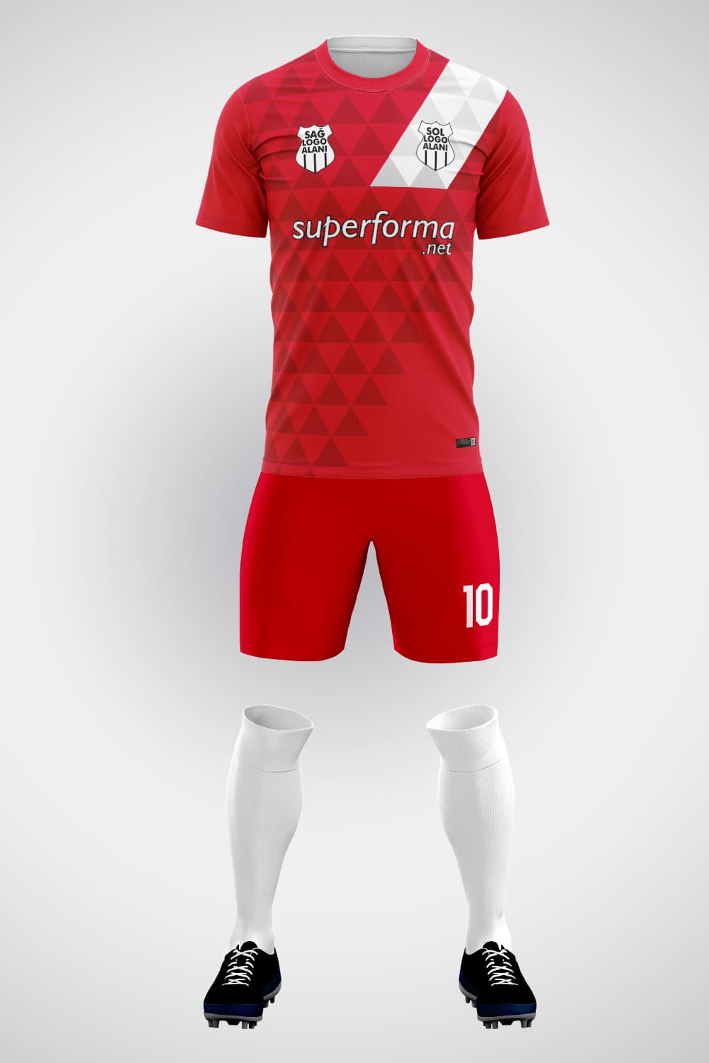 Kırmızı Beyaz Üçgen Halı Saha Forma