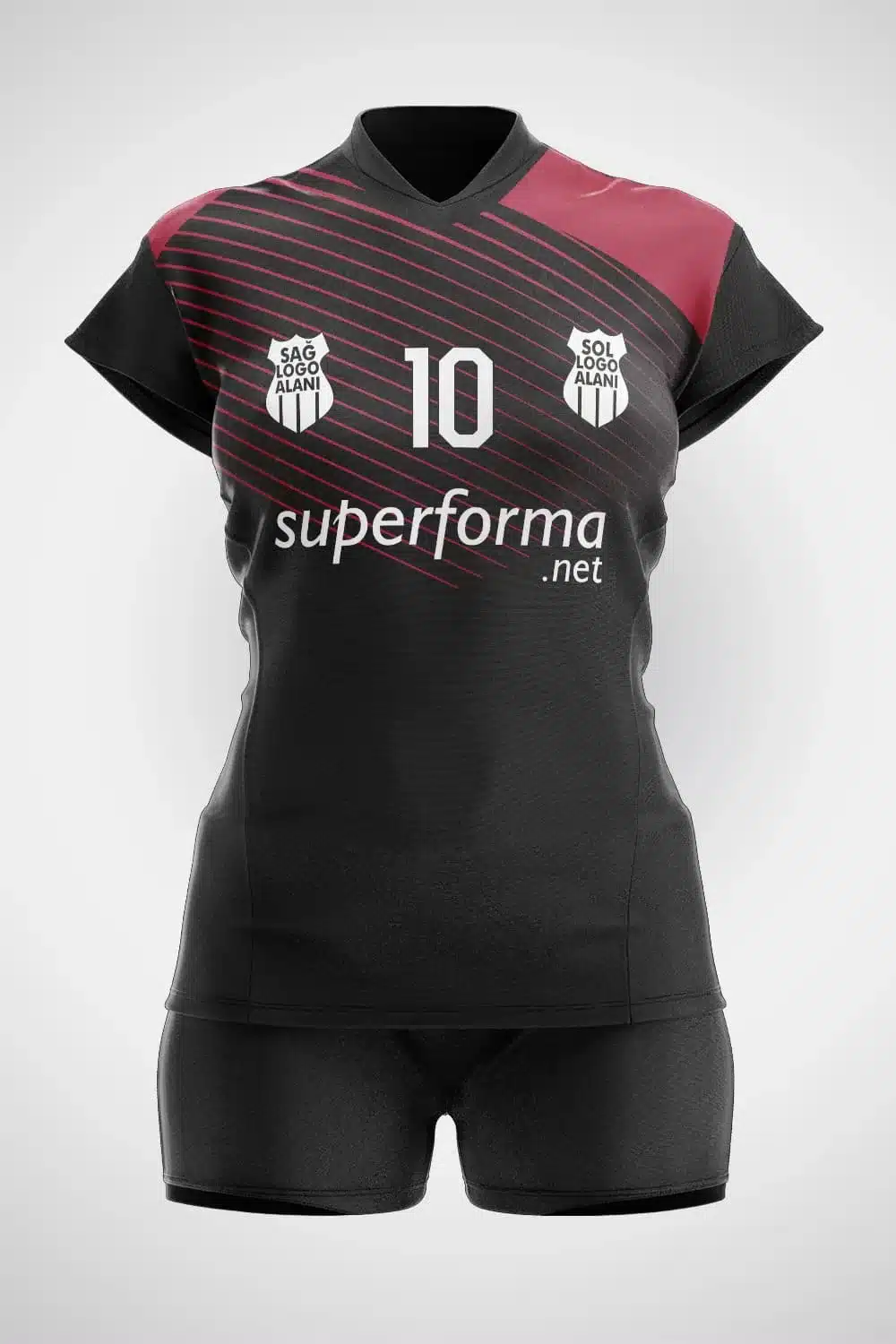 Siyah Kırmızı Line Voleybol Forma