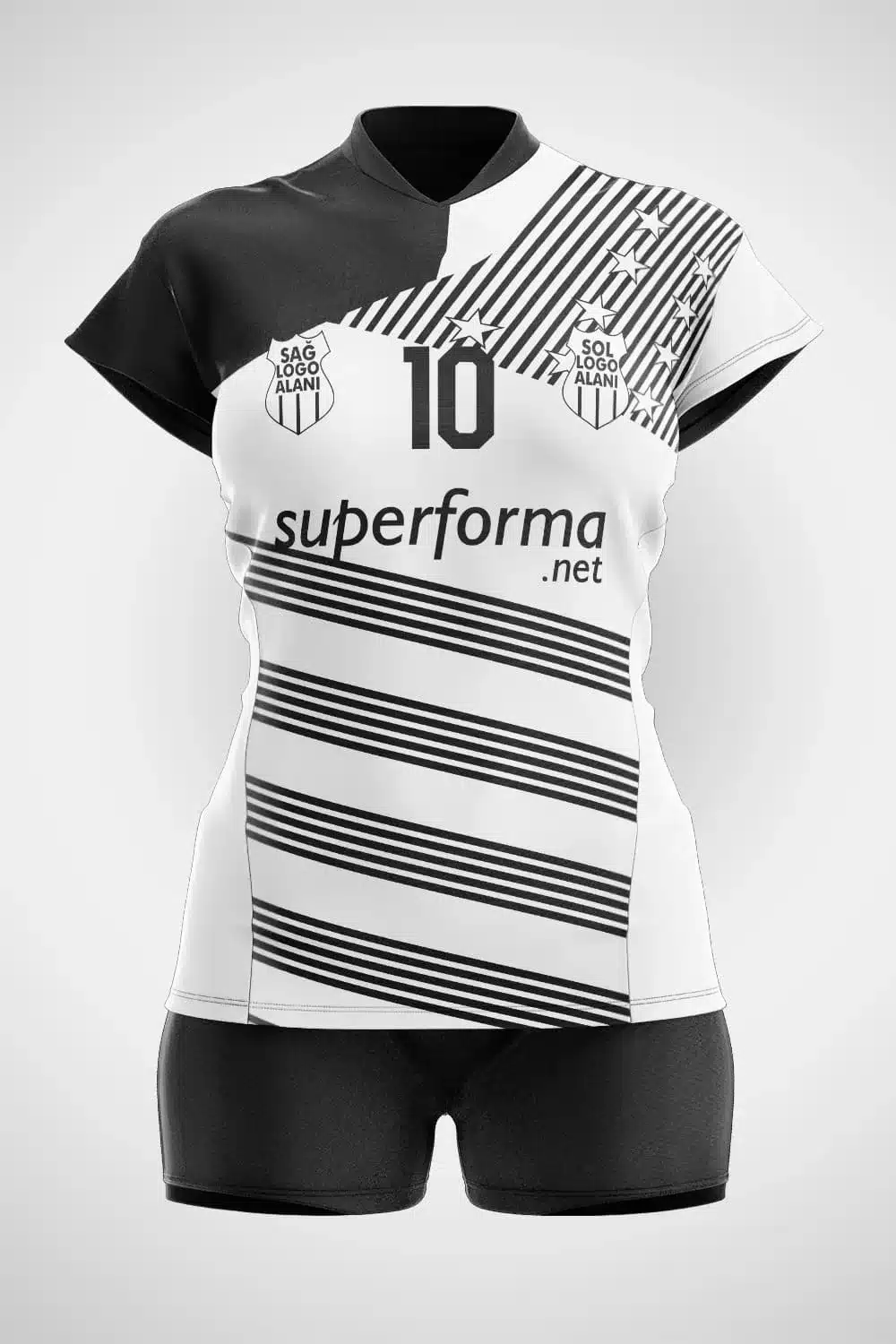 Siyah Beyaz Line Voleybol Forma
