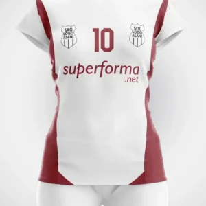 Beyaz Bordo Voleybol Forma - Görsel 1