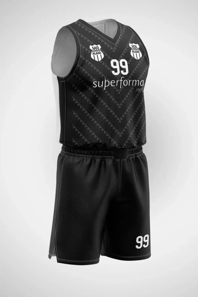 Siyah Gri Üçgen Basketbol Forma