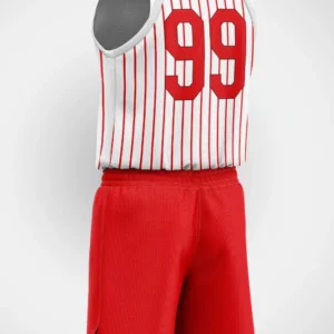 Beyaz Kırmızı Şeritli Basketbol Forma - Görsel 2