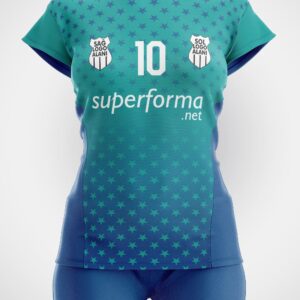 Yeşil Lacivert Desenli Voleybol Forması - Görsel 1
