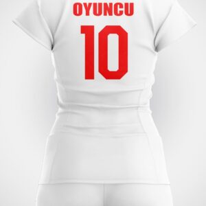 Beyaz Kırmızı Çizgili Voleybol Forması - Görsel 2