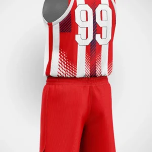 Kırmızı Beyaz Şeritli Basketbol Forma - Görsel 2