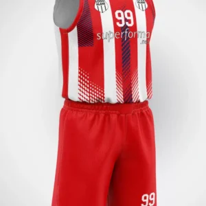 Kırmızı Beyaz Şeritli Basketbol Forma - Görsel 1