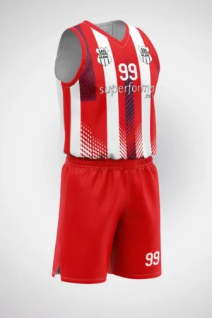 Kırmızı Beyaz Şeritli Basketbol Forma