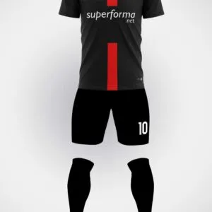 Siyah Kırmızı Şeritli Halı Saha Forma