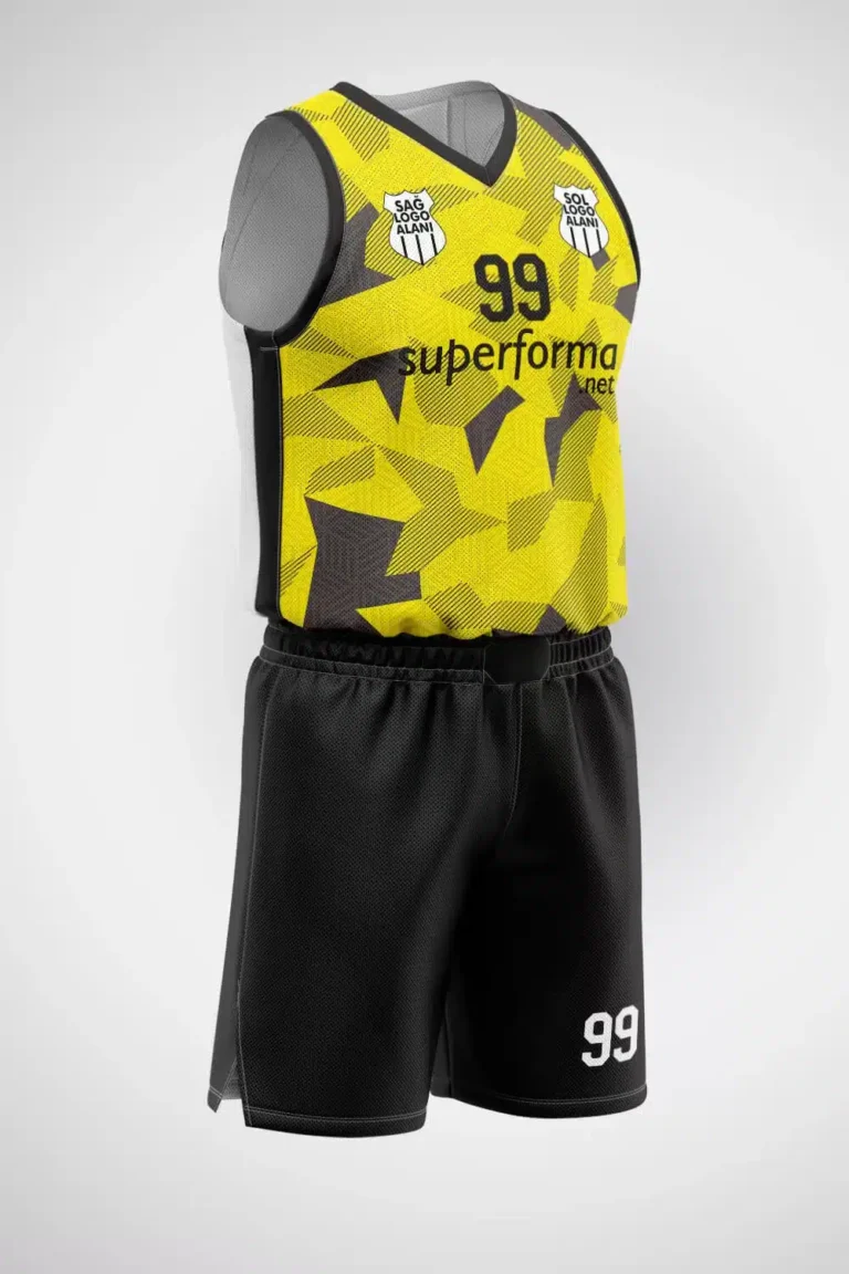 Sarı Askeri Motifli Basketbol Forma