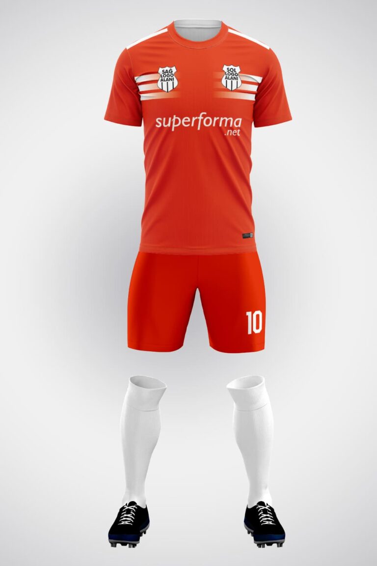 Kırmızı Beyaz Şeritli Halı Saha Forma