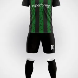 Yeşil Siyah Çubuklu Halı Saha Forma