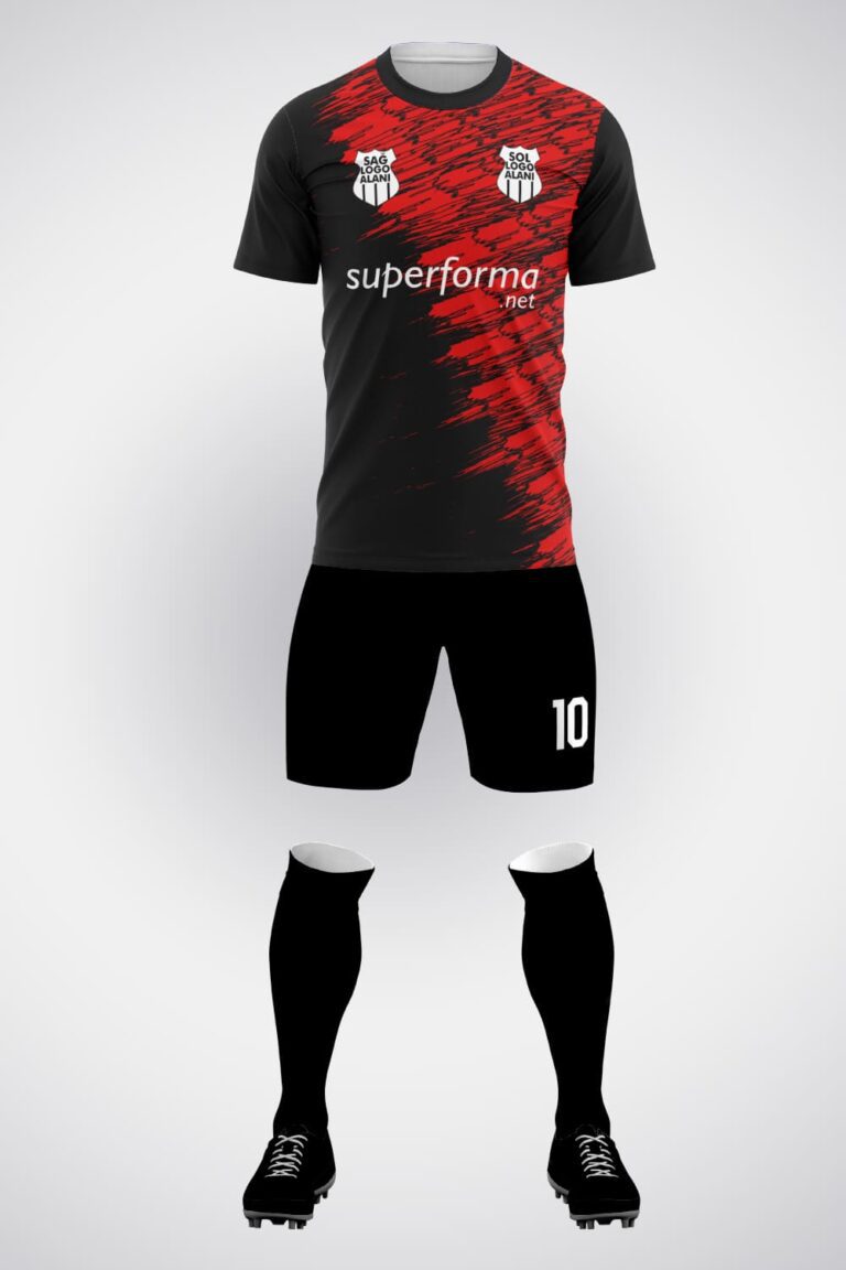 Siyah Kırmızı Fırtına Halı Saha Forma