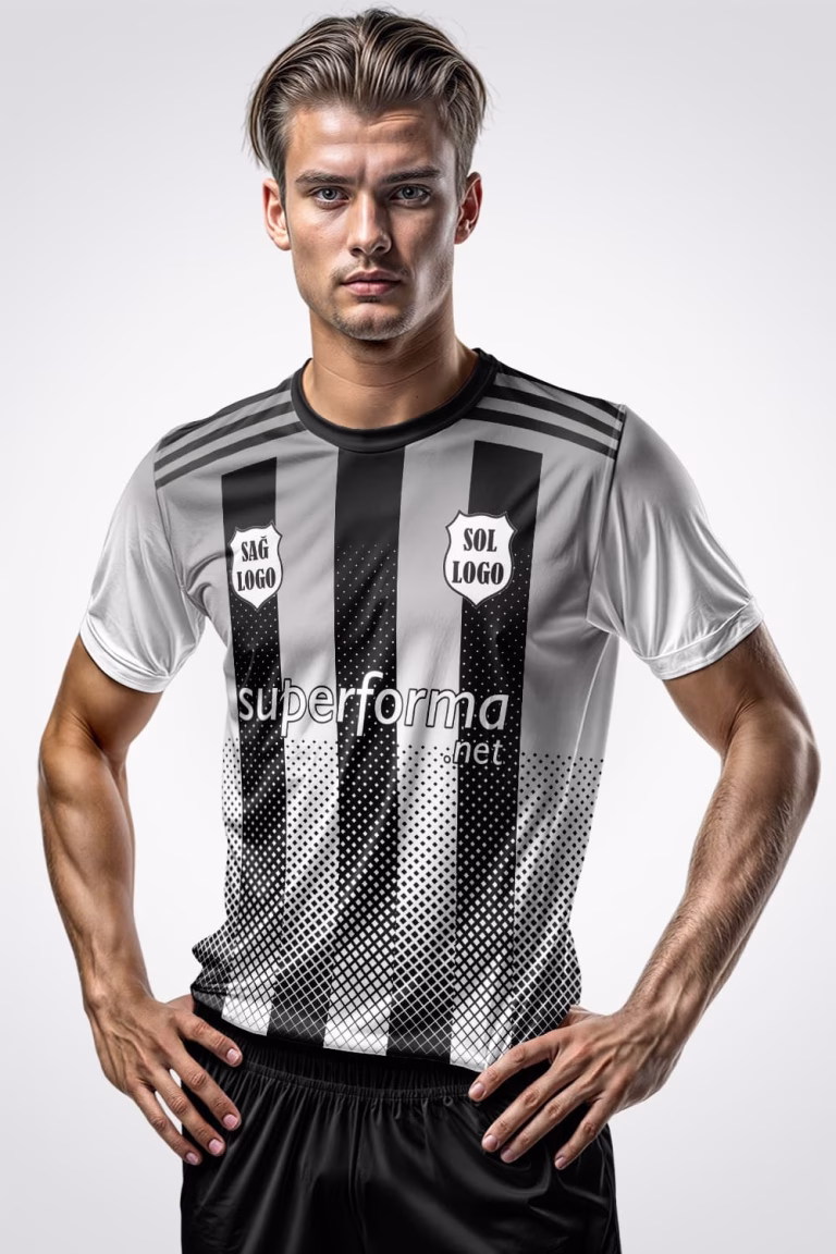 Siyah Beyaz Halı Saha Forma