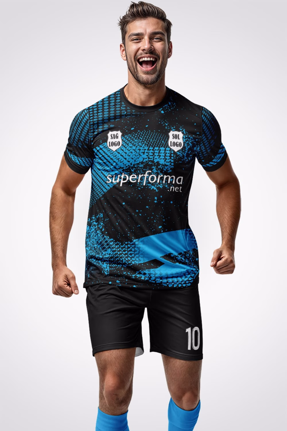 Turkuaz Siyah Kamuflaj Halı Saha Forma Turkuaz Siyah Kamuflaj Halı Saha Forma