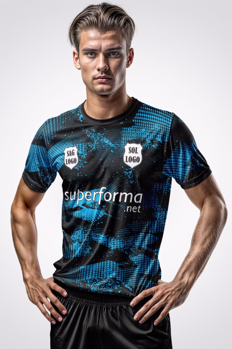 Turkuaz Siyah Kamuflaj Halı Saha Forma