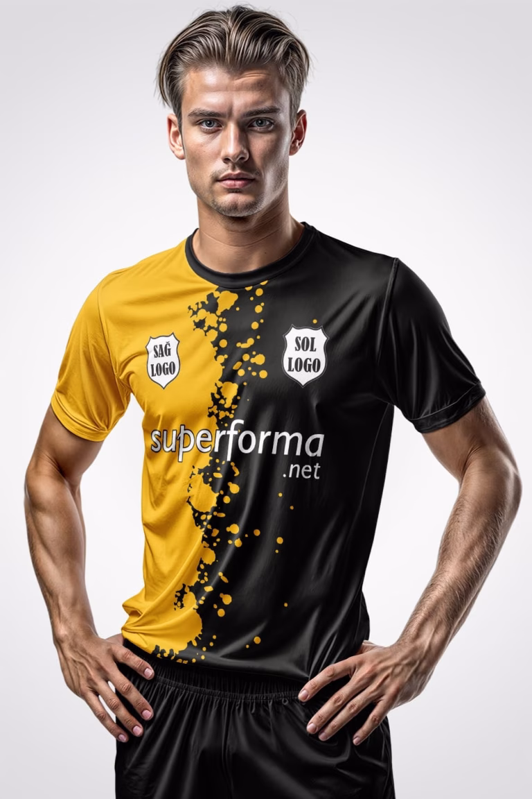 Sarı Siyah Paint Halı Saha Forma