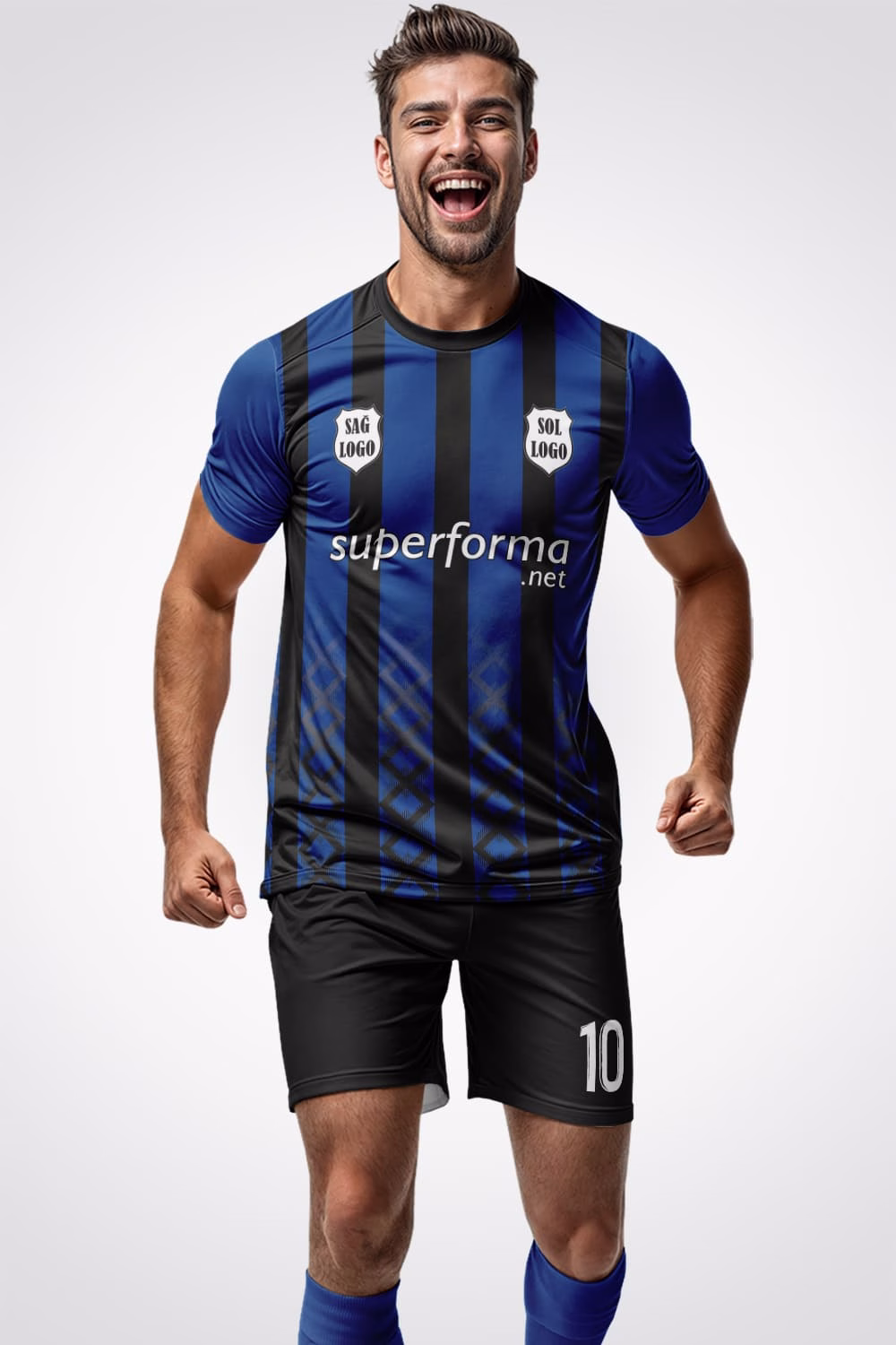 Mavi Siyah Pro Halı Saha Forma Mavi Siyah Pro Halı Saha Forma