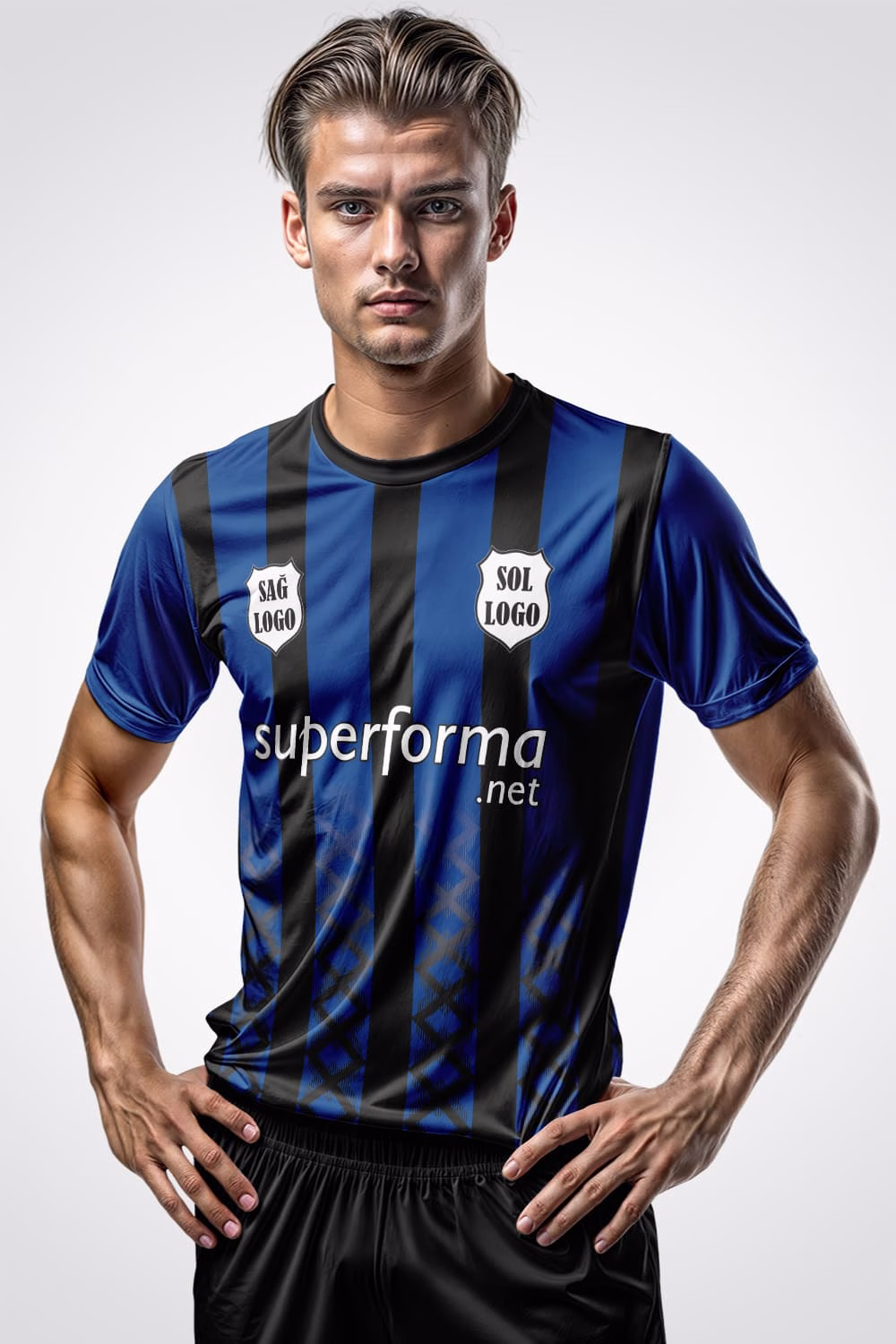 Mavi Siyah Pro Halı Saha Forma Mavi Siyah Pro Halı Saha Forma