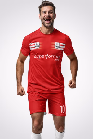 Kırmızı Beyaz Şeritli Halı Saha Forma