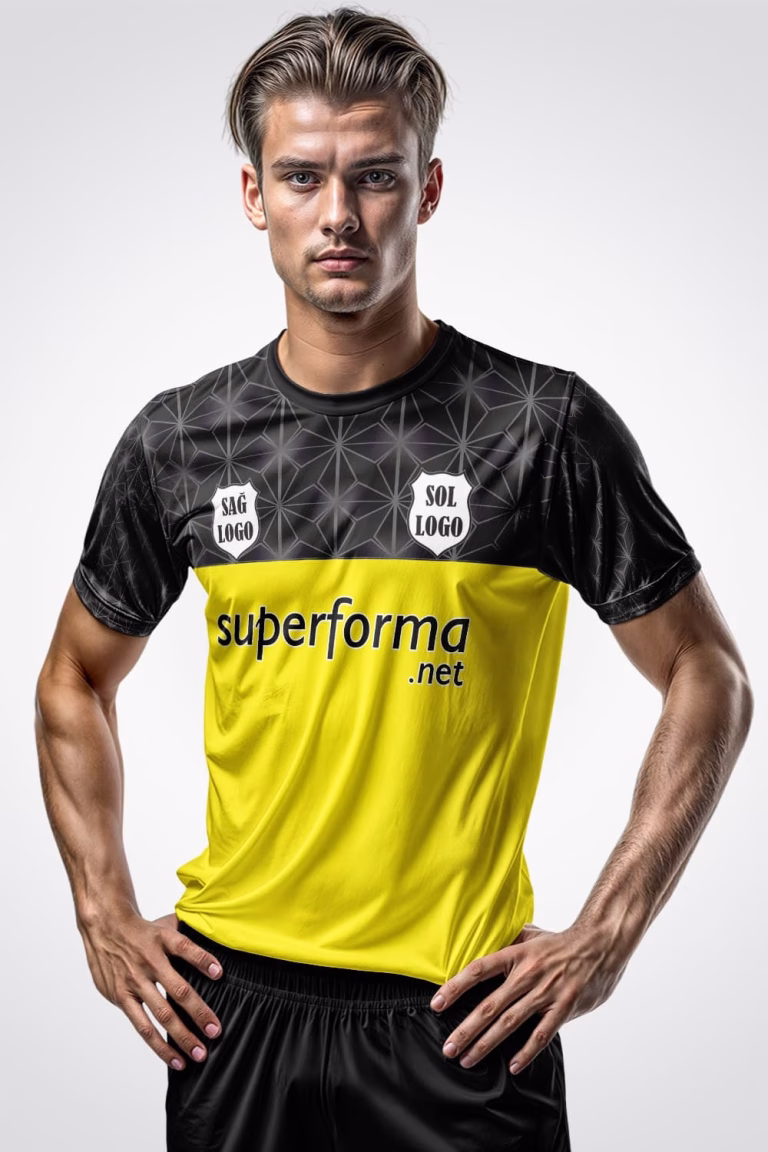 Sarı Siyah Modern Halı Saha Forma