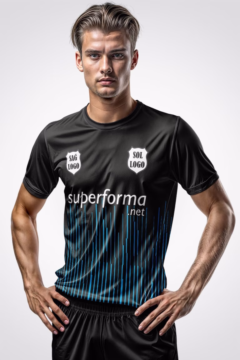 Siyah Mavi Halı Saha Forma