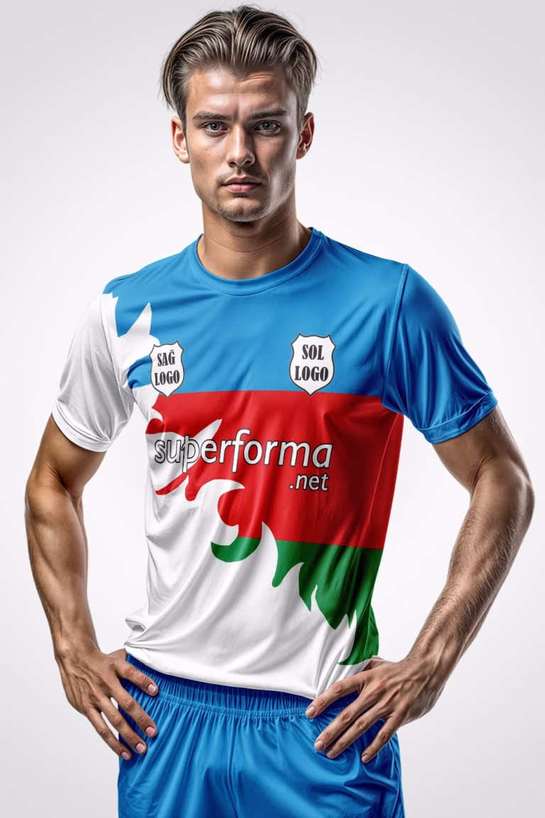 Mavi Kırmızı Halı Saha Forma