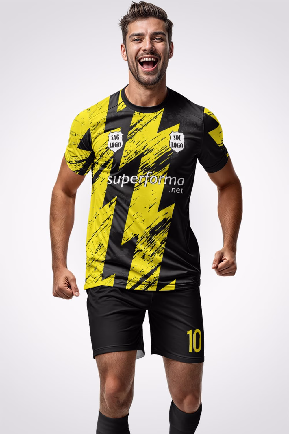 Sarı Siyah Şimşekler Halı Saha Forma Sarı Siyah Şimşekler Halı Saha Forma