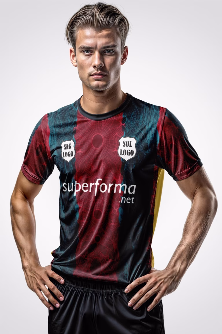 Bordo Mavi Halı Saha Forma