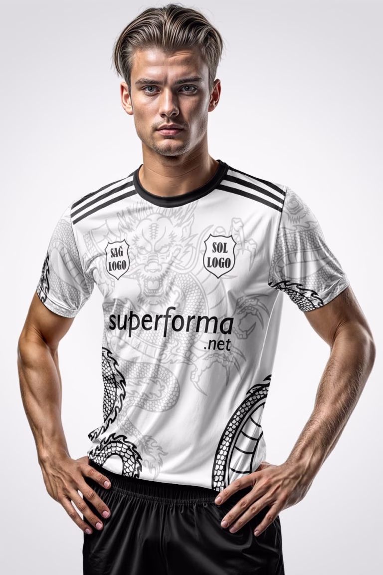 Siyah Beyaz Ejder Halı Saha Forma