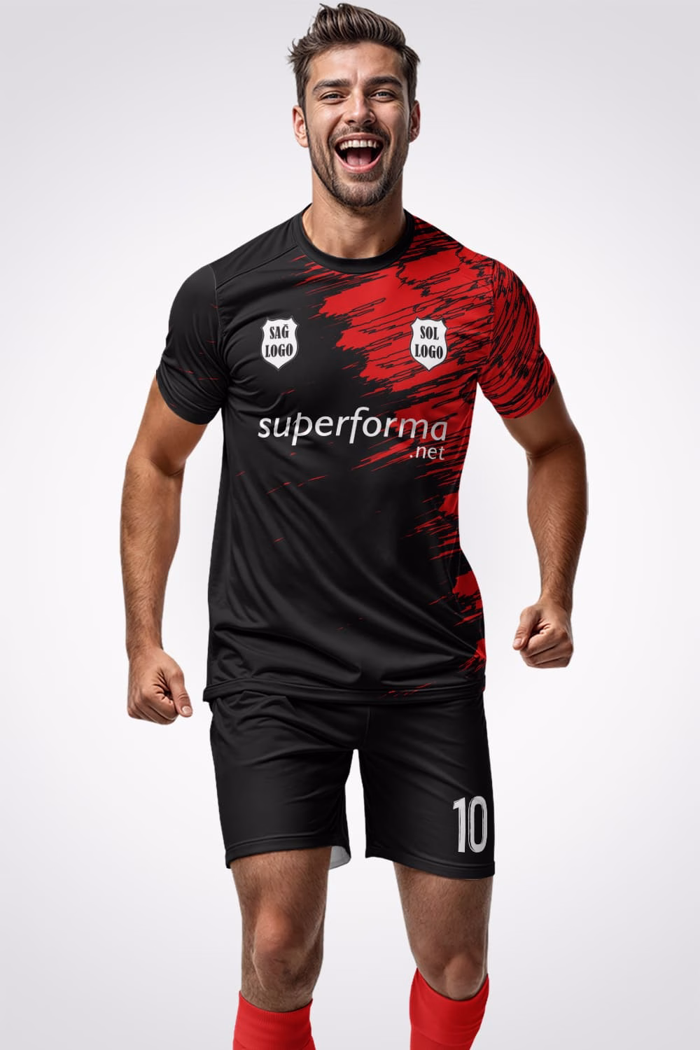 Siyah Kırmızı Fırtına Halı Saha Forma Siyah Kırmızı Fırtına Halı Saha Forma