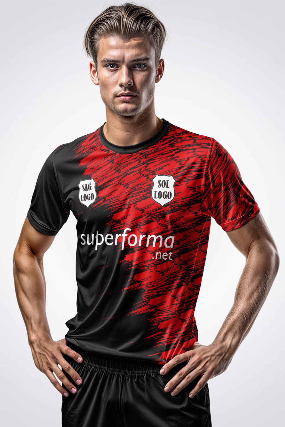 Siyah Kırmızı Fırtına Halı Saha Forma Siyah Kırmızı Fırtına Halı Saha Forma