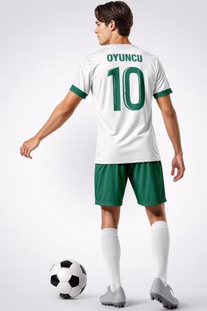 Yeşil Beyaz Vertical Halı Saha Forma