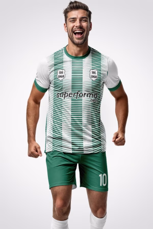 Yeşil Beyaz Vertical Halı Saha Forma