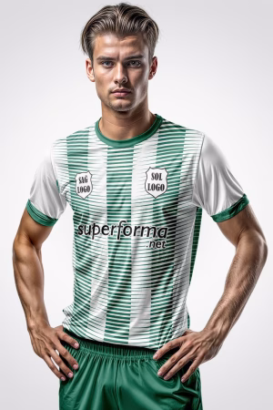 Yeşil Beyaz Vertical Halı Saha Forma