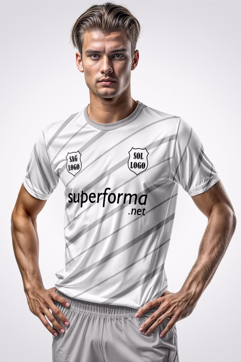 Siyah Beyaz Çizgi Halı Saha Forma