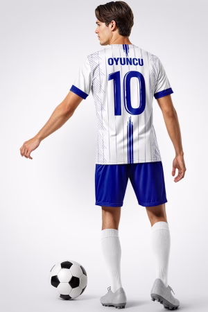 Beyaz Lacivert Pro Halı Saha Forma