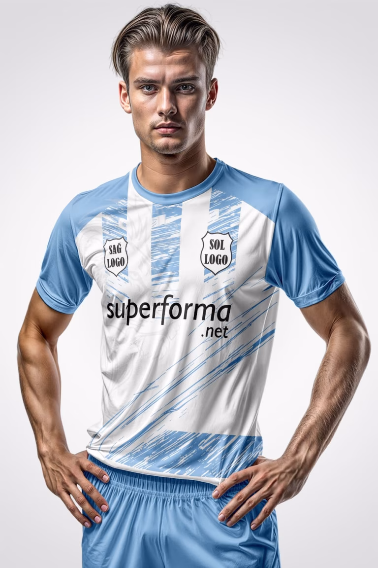 Beyaz Buz Mavi Halı Saha Forma