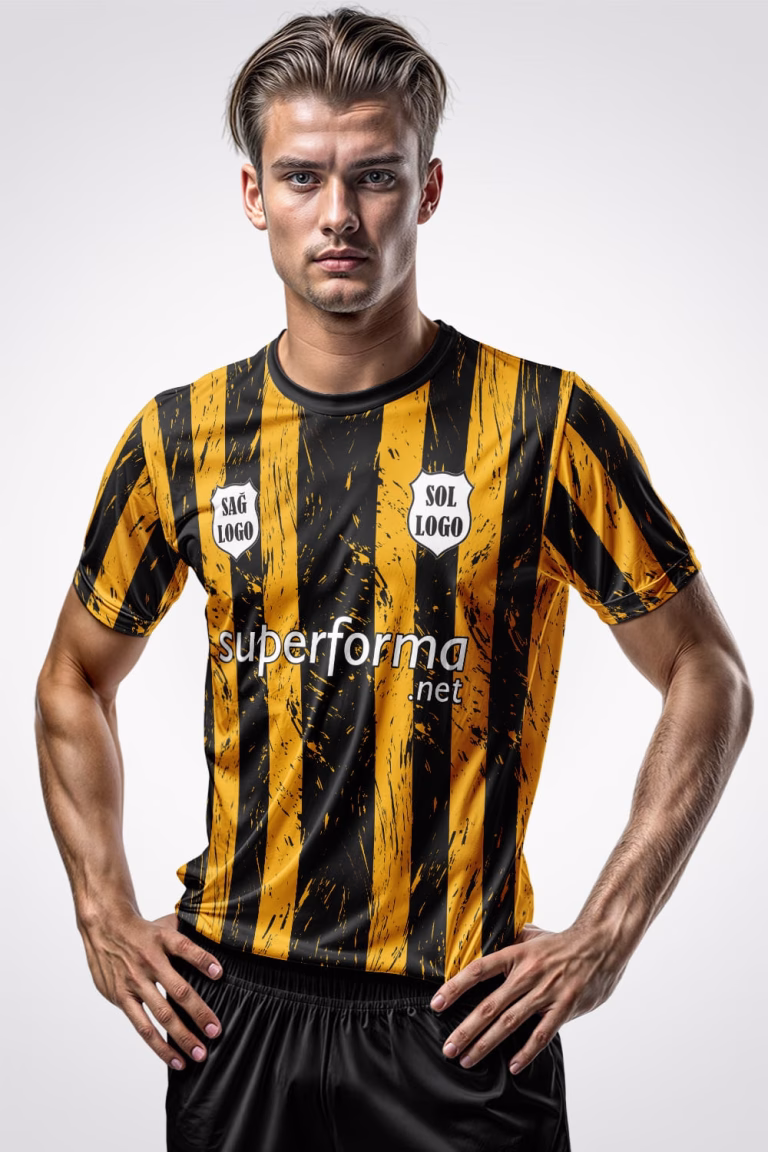 Sarı Siyah Retro Halı Saha Forma