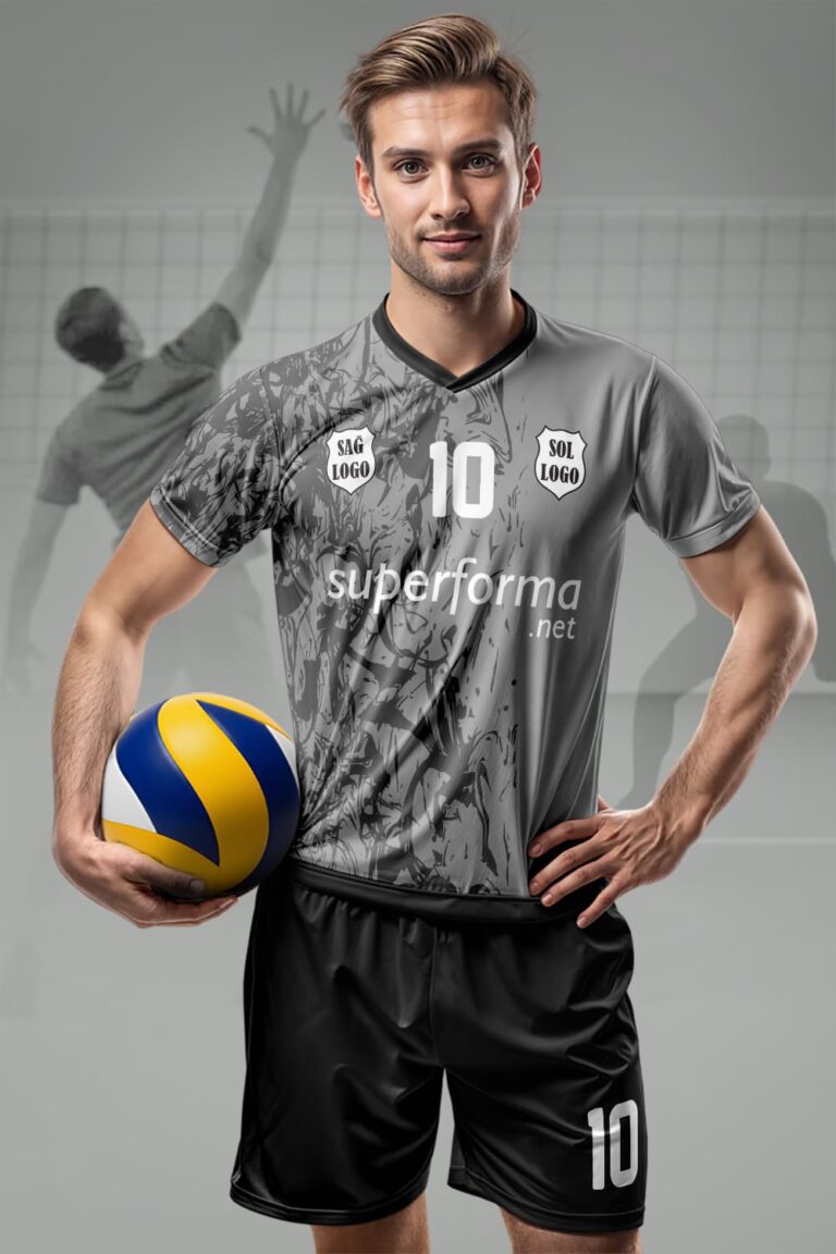 Gri Siyah Erkek Voleybol Forması