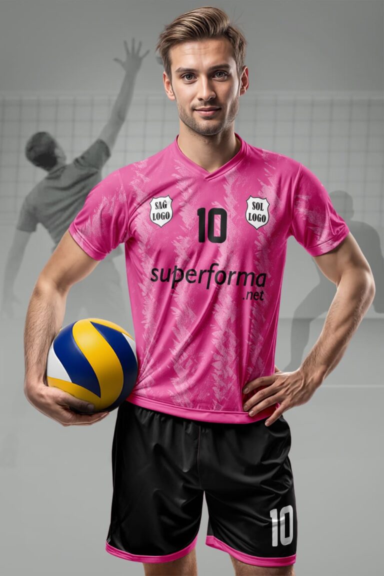 Pembe Siyah Erkek Voleybol Forması