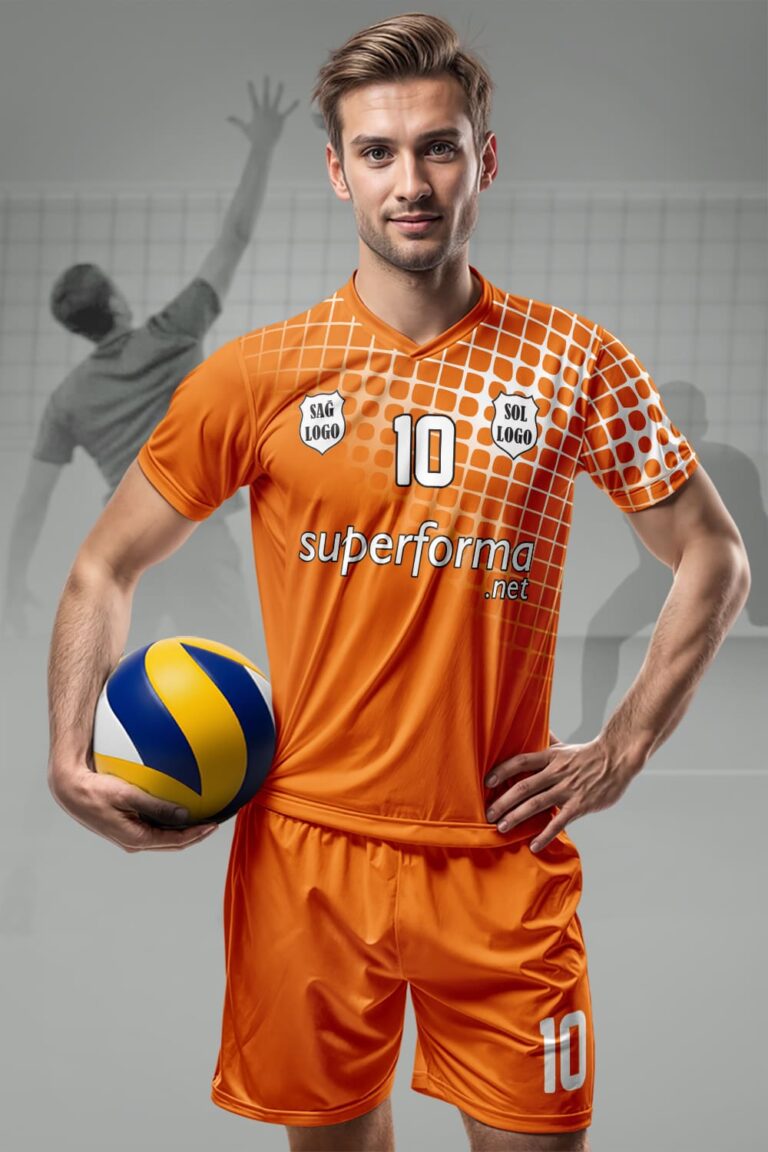 Turuncu Beyaz Erkek Voleybol Forması
